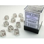 Frosted Clear/black 12mm d6 Dice Block (36 dice) - Ensemble de 36d6 12mm Givré Clair/noir