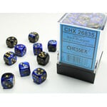 Gemini Black-Blue/gold 12mm d6 Dice Block (36 dice) - Ensemble de 36d6 12mm Gemini Noir-Bleu/or