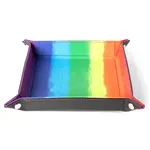 FanRoll Fold Up Velvet Dice Tray w/PU Leather Backing: 10 x 10, Watercolor Rainbow