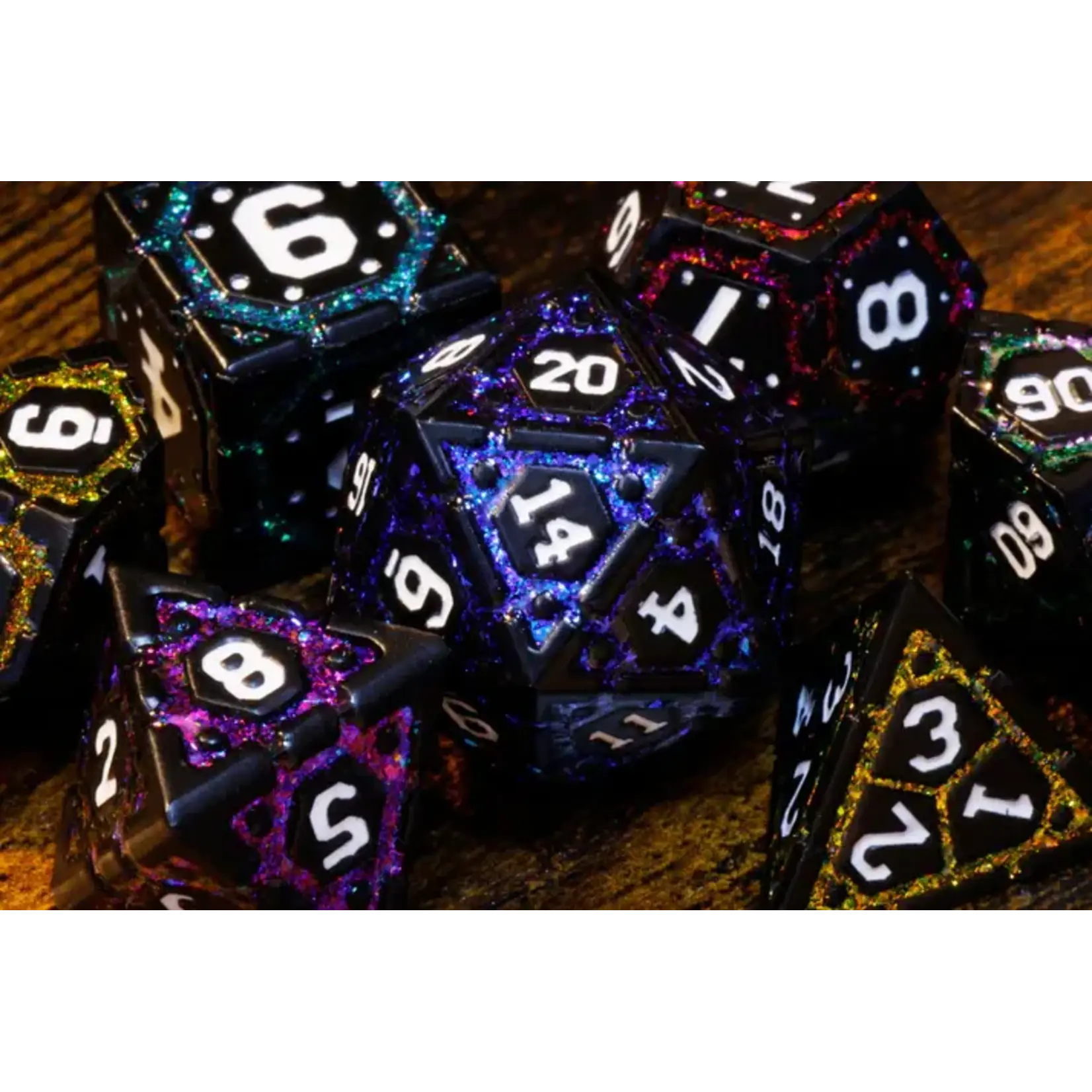 Voûte  Polychrome  - Ensemble de dés polyhédriques en métal La Voûte du Magicien