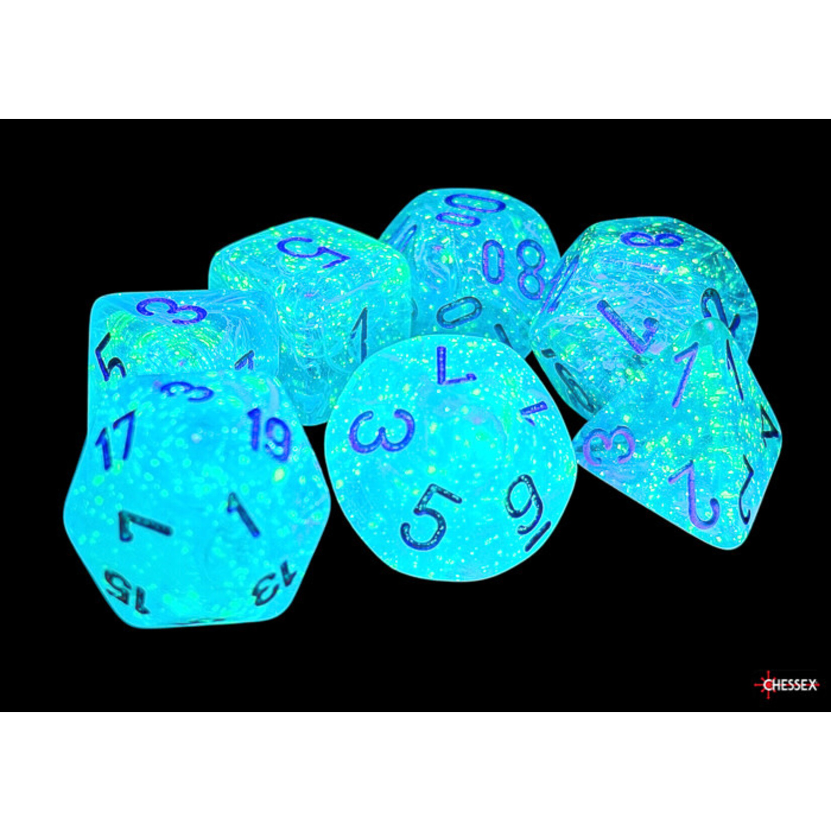 Luminary Sky/silver Mega-hedral 7 Die Set