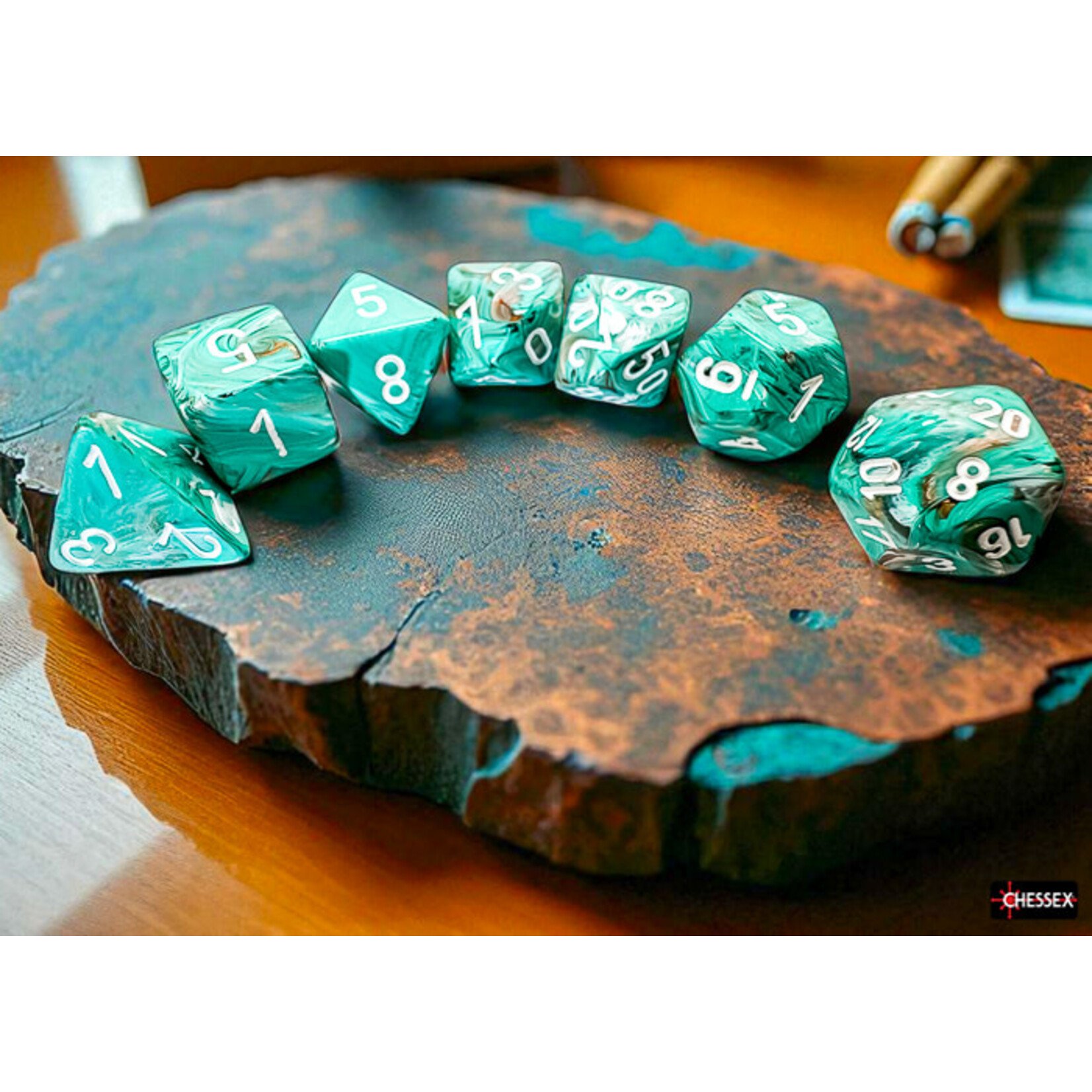 Marble Mega-hedral Oxi-Copper/white 7-Die Set