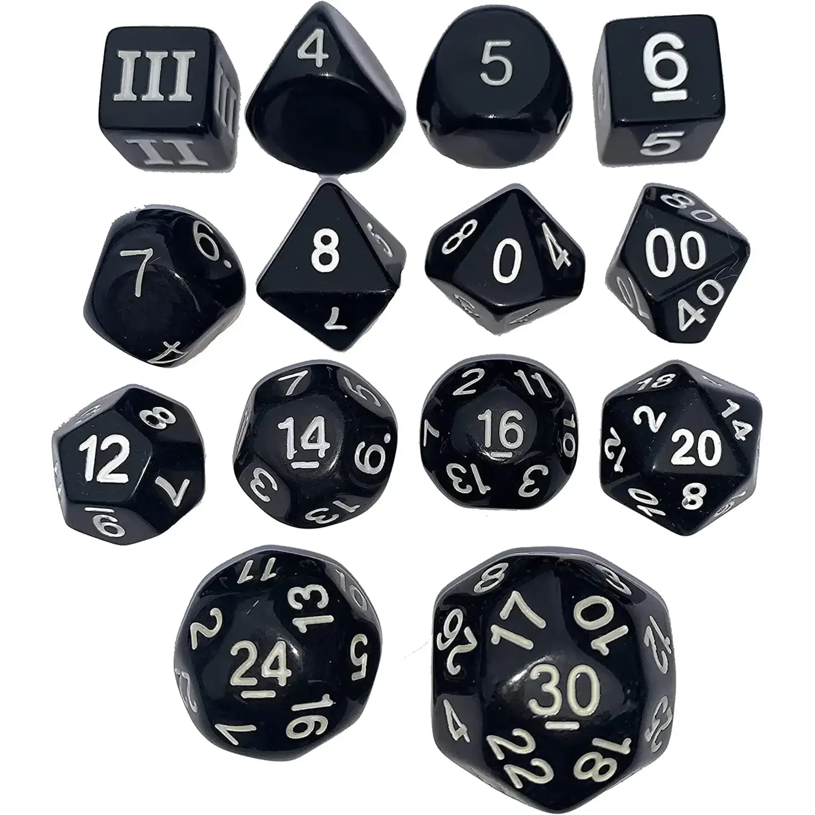 Impact Miniatures 14-Die Set Opaque Black for DCC RPG (Dungeon Crawl Classics)