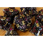 Runomancie (Noir - Rouge) - Ensemble de dés polyhédriques en métal La Voûte du Magicien