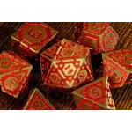 Voûte Volcanique (Or - Rouge) - Ensemble de dés polyhédriques en métal La Voûte du Magicien