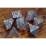 Voûte Azur (Cuivré - Bleu) - Ensemble de dés polyhédriques en métal La Voûte du Magicien