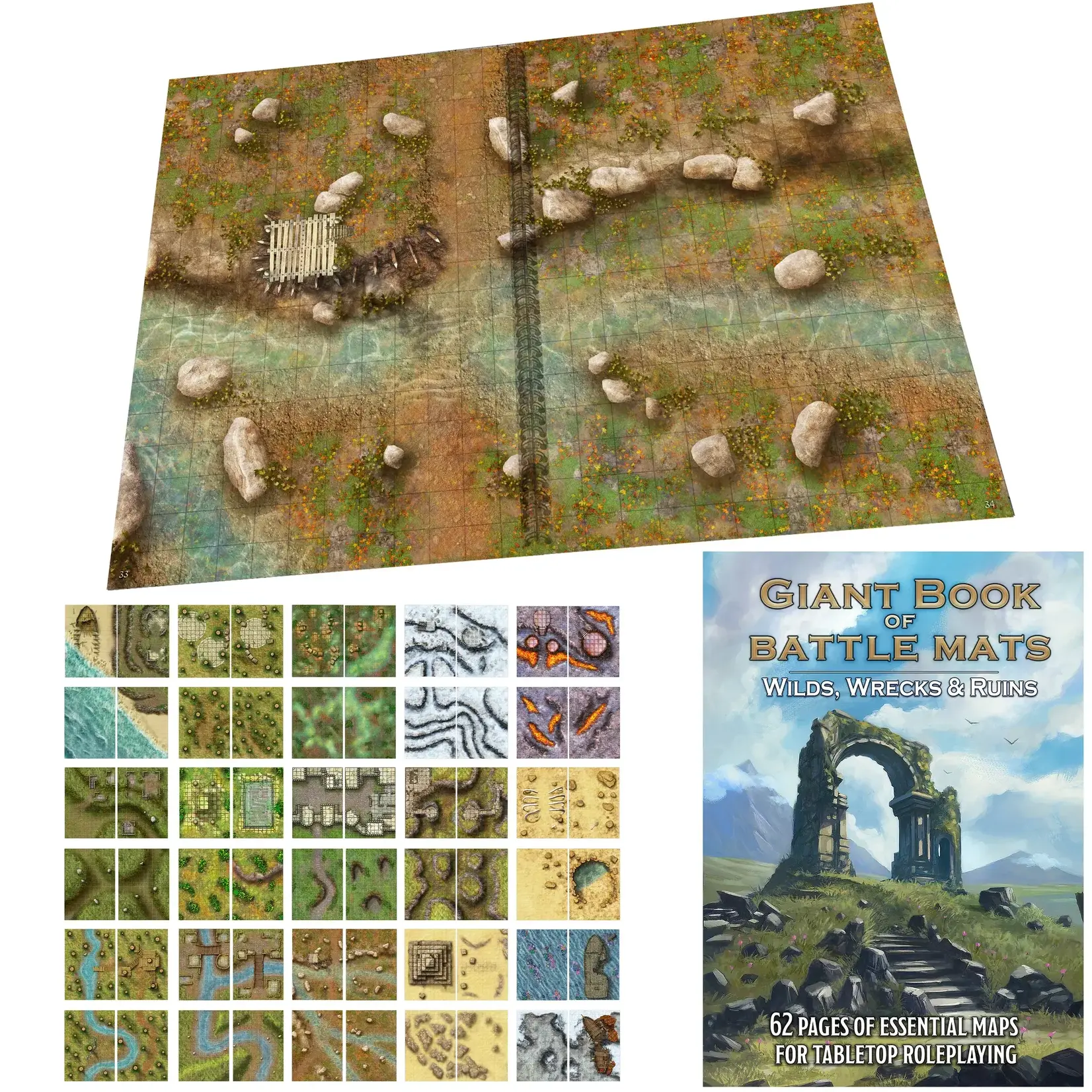 Giant Book of Battle Mats: Wild Wrecks & Ruins (17" x 12")