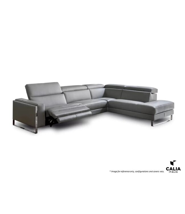 PIERRE LEATHER SECTIONAL WITH 1 MOTION SEAT.