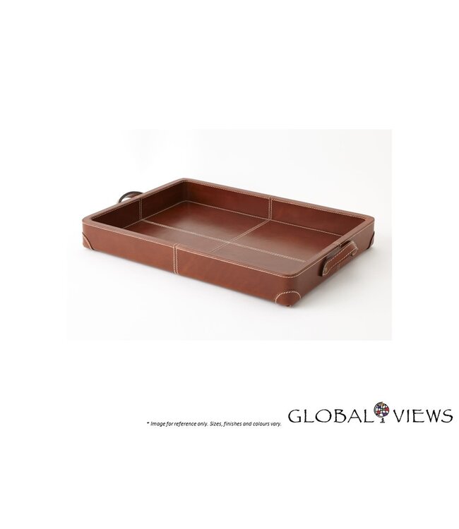 EMPORIUM HOME TIBURTINA TRAY - COGNAC LEATHER.
