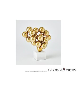 SPHERE SCULPTURE - BRASS WITH WHITE MARBLE.