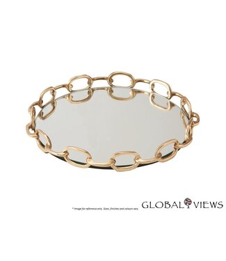 LINKED MIRROR TRAY - BRASS - SMALL.