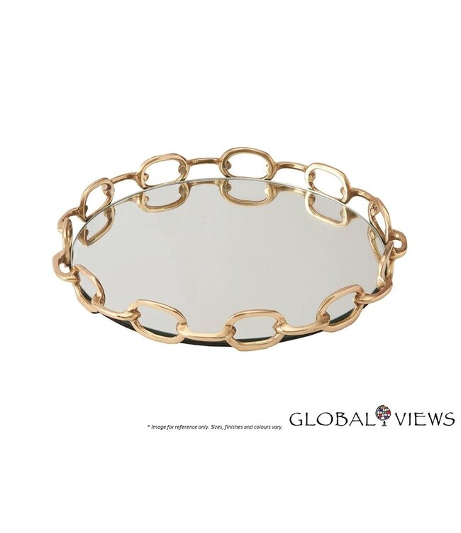 LINKED MIRROR TRAY - BRASS - SMALL.