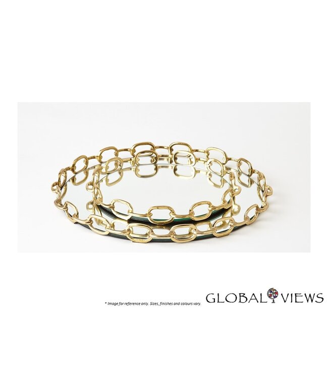LINKED MIRROR TRAY - BRASS - SMALL.