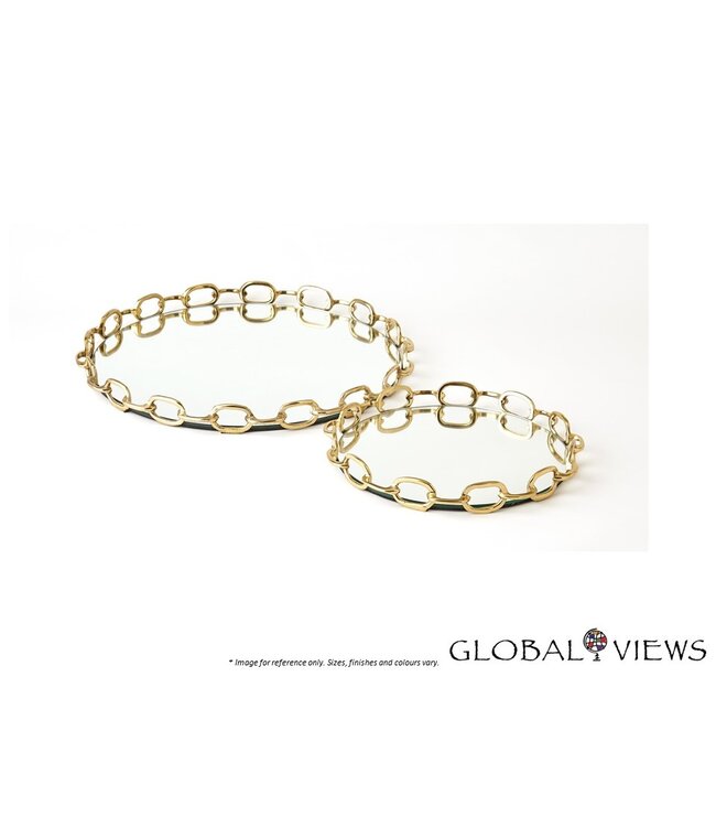 LINKED MIRROR TRAY - BRASS - SMALL.