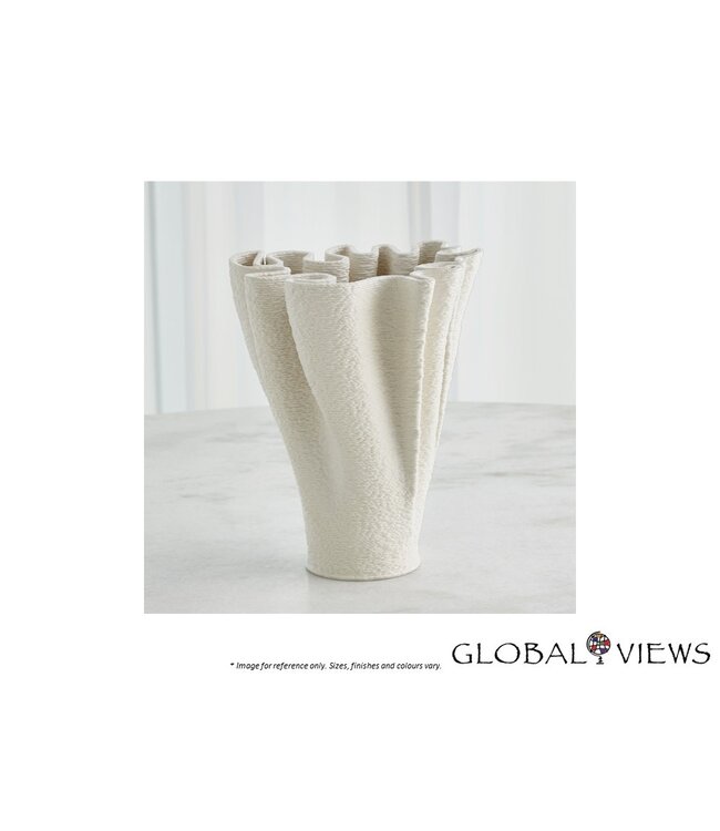 RIPPLE 3D PRINTED  VASE - MATTE WHITE LARGE.