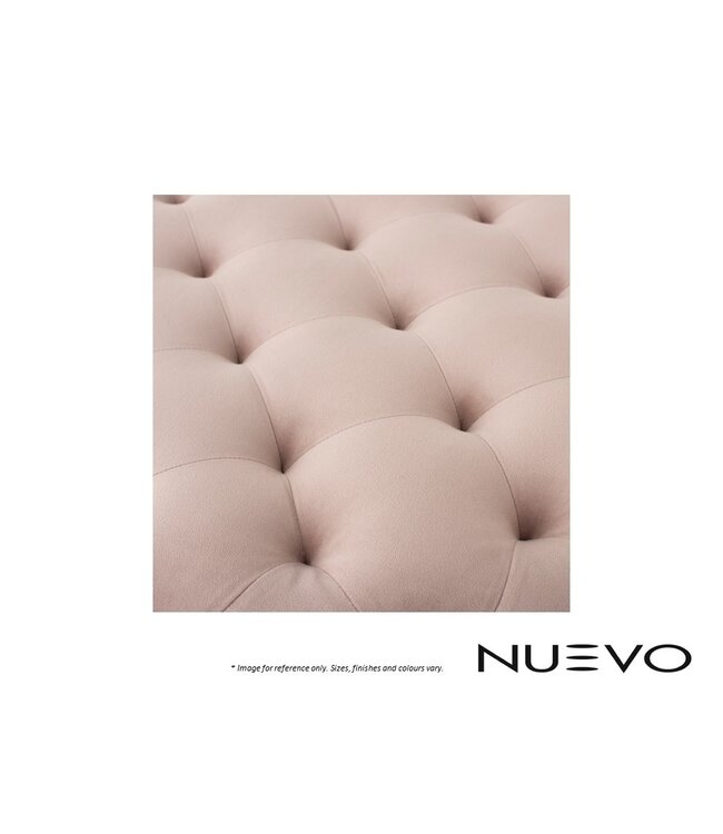 TUFTY ROUND OTTOMAN - NUDE VELOUR FABRIC.