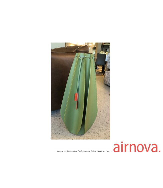 PLISSE LEATHER VASE 03 - ALOE GREEN C105.