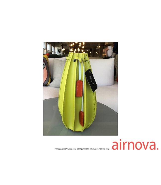 PLISSE LEATHER VASE 07 - CELERY GREEN C106.
