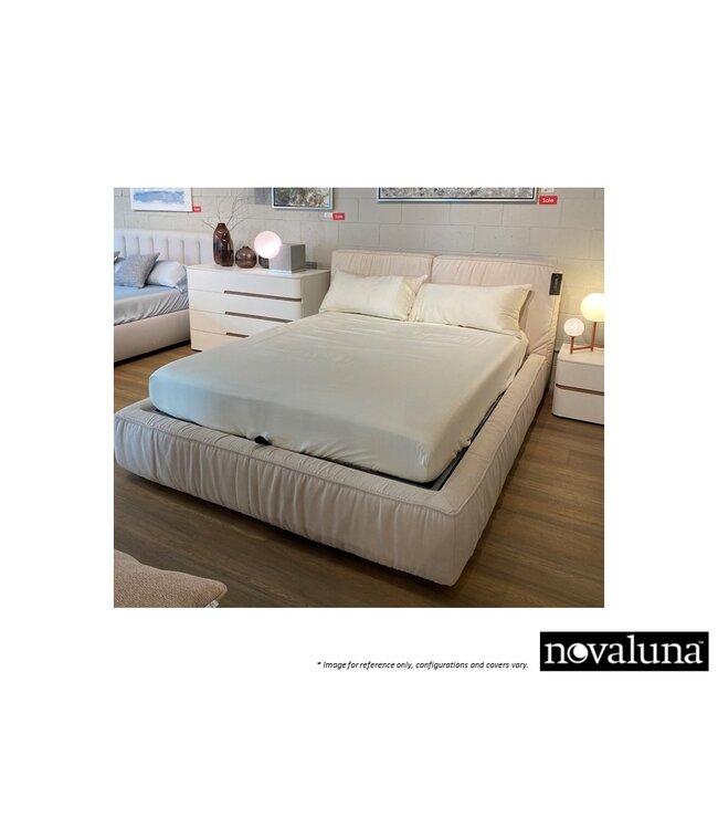 NOVALUNA EASY QUEEN BED - STORAGE BASE CREAM FABRIC.