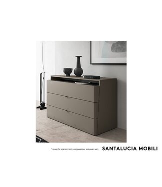 SANTA LUCIA MOBILI QUARZO 3 DRAWER DRESSER - ECO LIMO BEIGE GREY.