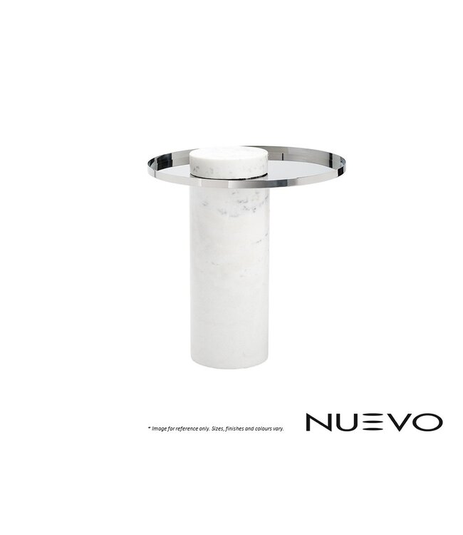 PILLAR SIDE TABLE - WHITE/SILVER.