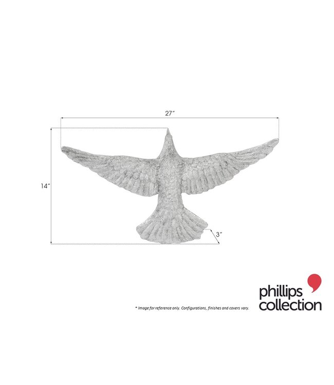 DOVE WALL DECOR -FLAT WINGS - SILVER.