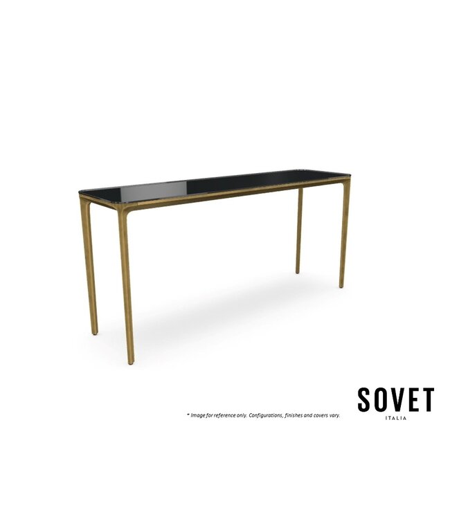 SLIM CONSOLE TABLE - GLASS /BURNISHED BASE.