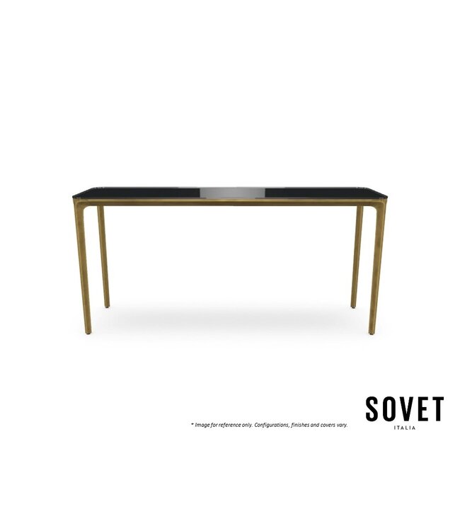 SLIM CONSOLE TABLE - GLASS /BURNISHED BASE.