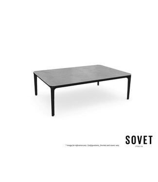 SOVET SLIM COFFEE TABLE - GREY CERAMIC/BLACK LEGS.