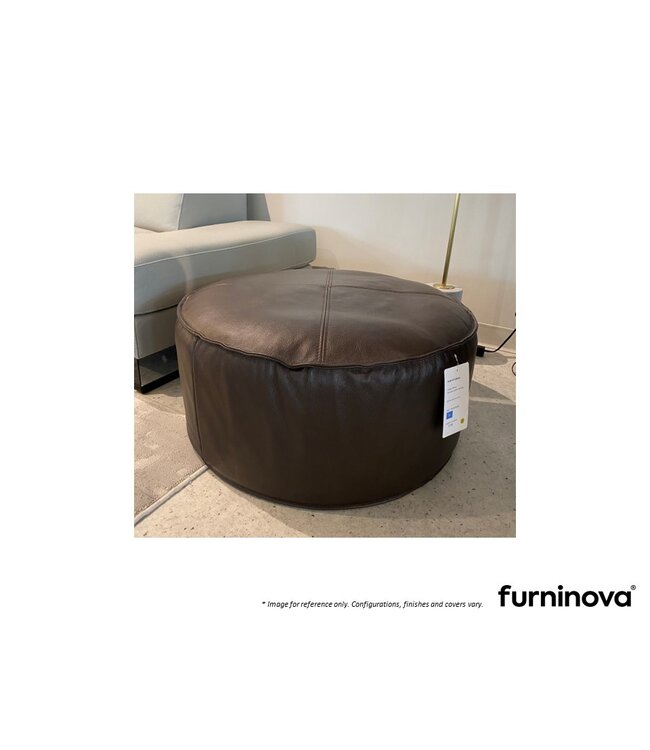 RUBY OTTOMAN 78 - DARK BROWN LEATHER.