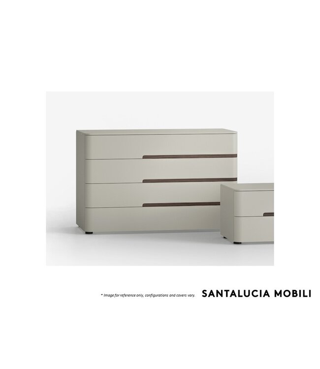 SANTA LUCIA MOBILI OPALE 4 DRAWER DRESSER RIGHT - WHITE/WOOD.