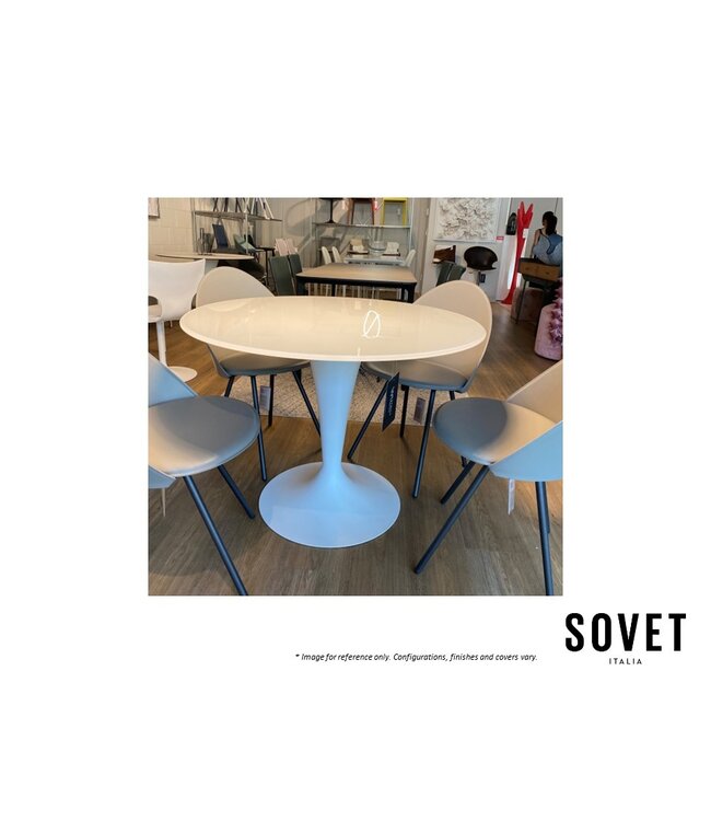 SOVET FLUTE ROUND DINING TABLE D39.5''/WHITE GLASS.