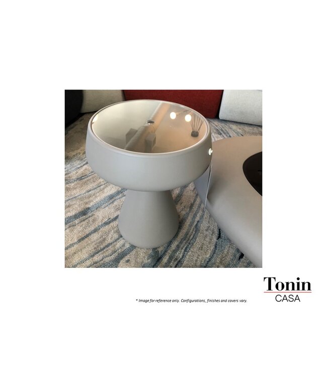 TONIN CASA ITALIA MAKI SIDE TABLE/ STOOL - TOTORA WITH CLEAR TOP.