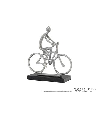 WESTHILL INTERIORS MAN BICYCLE SCULPTURE.
