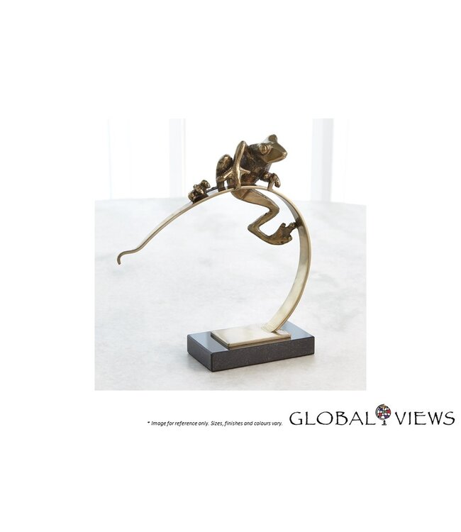 FROG ON REED SCULPTURE.