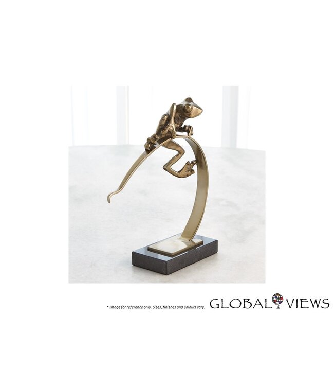 FROG ON REED SCULPTURE.