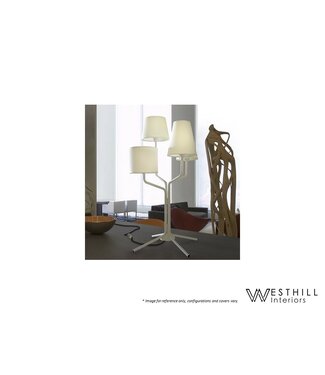 WESTHILL INTERIORS TRIA TABLE LAMP - WHITE FABRIC.