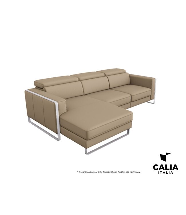 PIERRE LEATHER SECTIONAL WITH 1 MOTION SEAT.