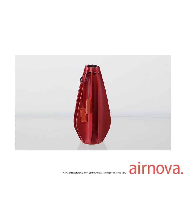 PLISSE LEATHER VASE 07 - RED C130 WITH WHITE EDGE.
