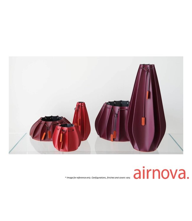 PLISSE LEATHER VASE 07 - RED C130 WITH WHITE EDGE.
