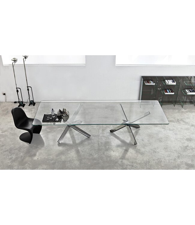 AIKIDO RECTANGULAR TWO BASES DINING TABLE.