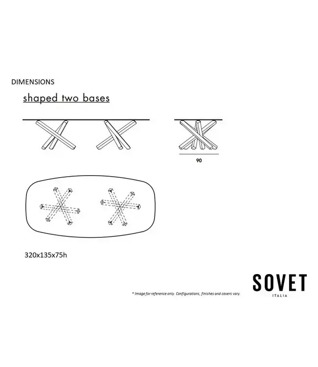AIKIDO SHAPED TWO BASES DINING TABLE.