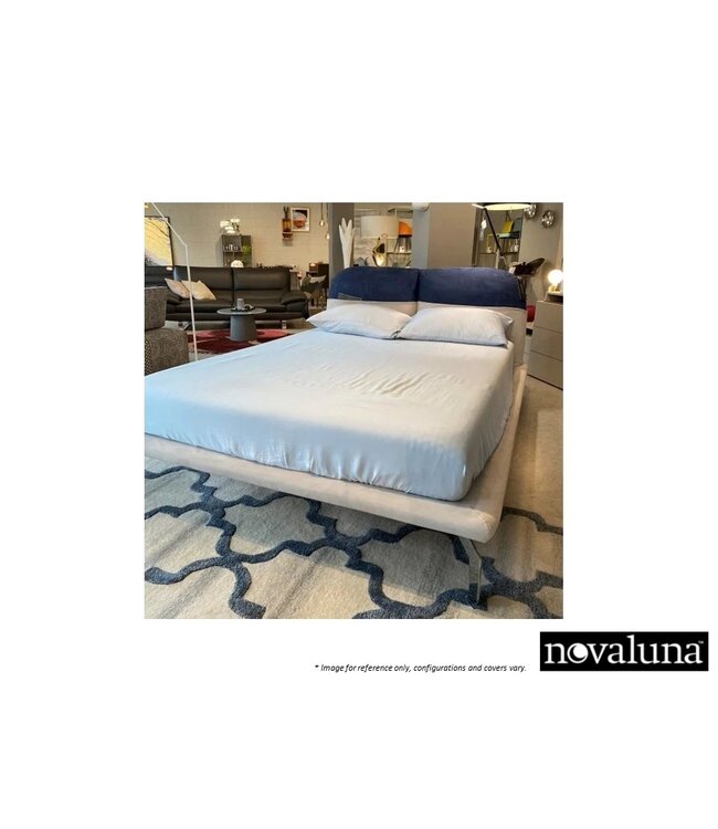 TAHITI QUEEN BED BLUE/LIGHT GREY FABRIC.