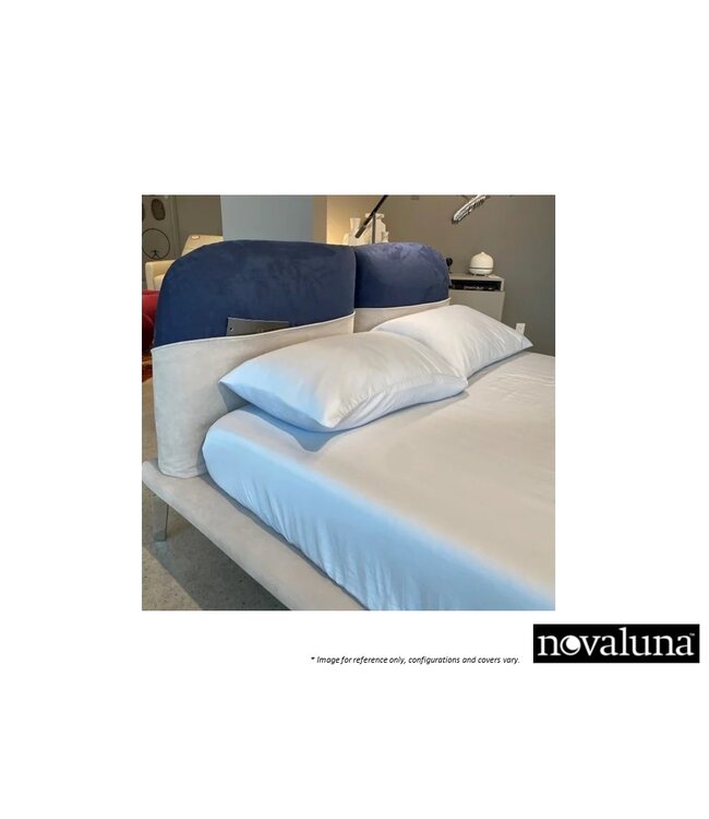 TAHITI QUEEN BED BLUE/LIGHT GREY FABRIC.