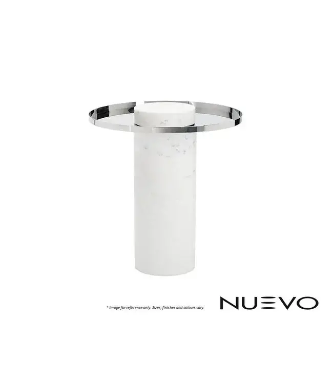 PILLAR SIDE TABLE - WHITE/SILVER.