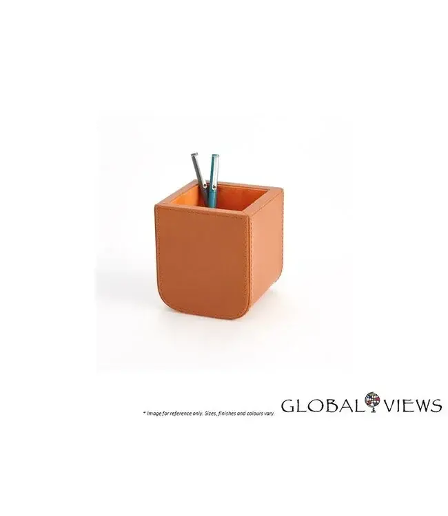 RADIUS EDGE LEATHER PENCIL CUP - ORANGE.