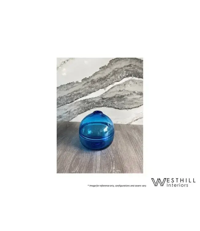 RING  GLASS VASE BLUE.
