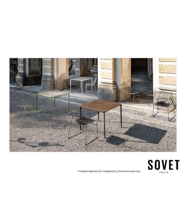 SLIM OUTDOOR SQUARE DINING TABLE.