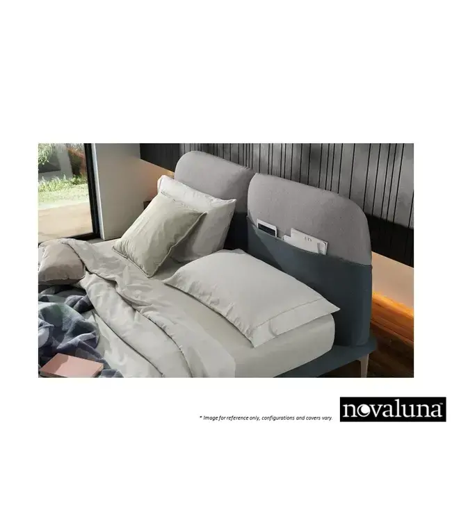 TAHITI QUEEN BED BLUE/LIGHT GREY FABRIC.