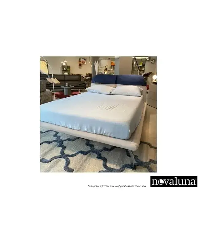 TAHITI QUEEN BED BLUE/LIGHT GREY FABRIC.